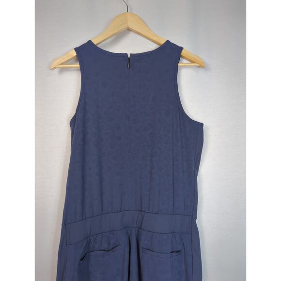 Athleta Brooklyn Textured Jumpsuit V Neck Leopard Print Purple Blue 10 - Picture 4 of 12